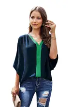 Sexy V Neck Black Bold Beautiful Tops Women Batwing sleeves loose large size Summer Casual Beach Holiday Tops Blue Color 2XL Sexy V Neck Black Bold Beautiful Tops Women Batwing sleeves loose large size Summer Casual Beach Holiday Tops Blue Color 2XL