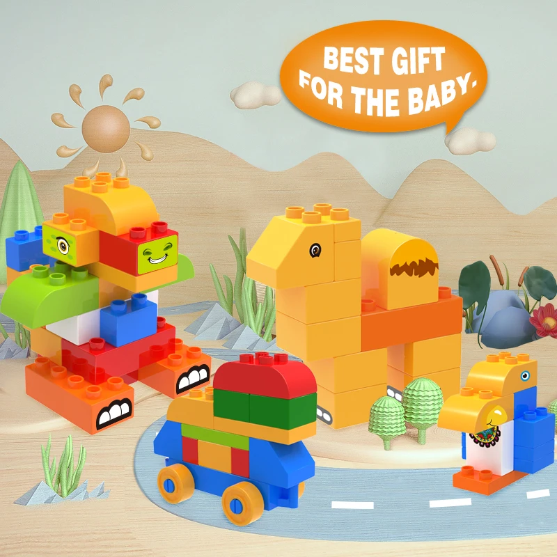 Skup 272 sztuk DIY duży rozmiar Building Blocks kompatybilny LegoINGlys Duploed montaż bloku DIY cegły klocki dla dzieci prezenty