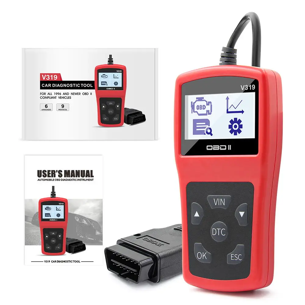 Несколько языков V319 код ридер OBDII EOBD чтение чистый код ошибки OBD OBD2 ELM327 Авто диагностический инструмент сканер - Цвет: V319