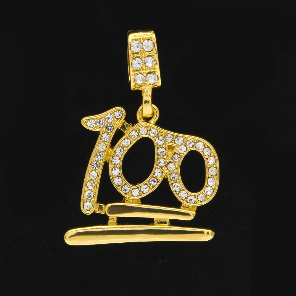 Uwin 100, подвески, мужские ожерелья, золотой цвет, со льдом, стразы, подвеска с 24 дюймовым соединением, праздничный, креативный подарок, ювелирное изделие
