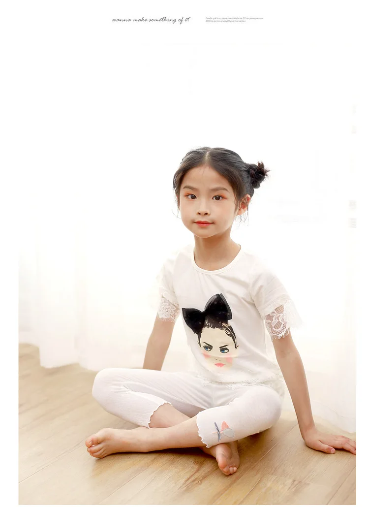 Summer New Style Crawler Korean-style Foamed Cotton Champray Frilled GIRL'S Cropped Trousers Children Base Pants