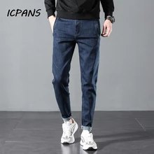 ICPANS Plus Size 40 42 44 46 Taper Denim Jeans Men Black Blue Gray Stretch Classic Casual Autumn Men's Jeans Men Trousers