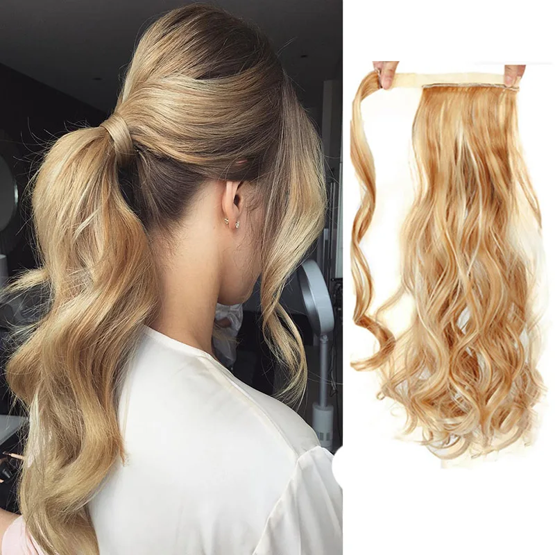 In-Ponytail-Extensions Hair-Wrap MSTN Synthetic-Chip Clip-In Fake Straight/curly Wig