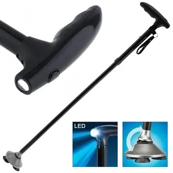 

Multifunctional Aluminum Trusty Cane Walking Stick with LED Light for Old People
