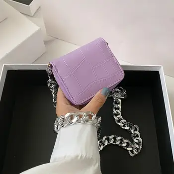 

Solid Color Shoulder Bags For Women 2020 PU Leather Chain Mini Purse Female Ladies Chain Shoulder Messenger Bag Travel Handbags