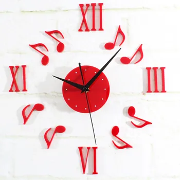 

Musical Note Wall Clock DIY Roman Home Decor Watch Time Modern Designs Gift