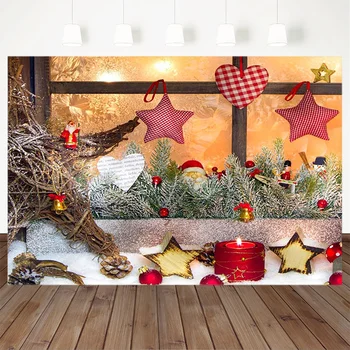

Christmas Backdrop Decorative tree Winter Snow Star Candle Baby Child Family Gathering Photography Background For Photo Studio