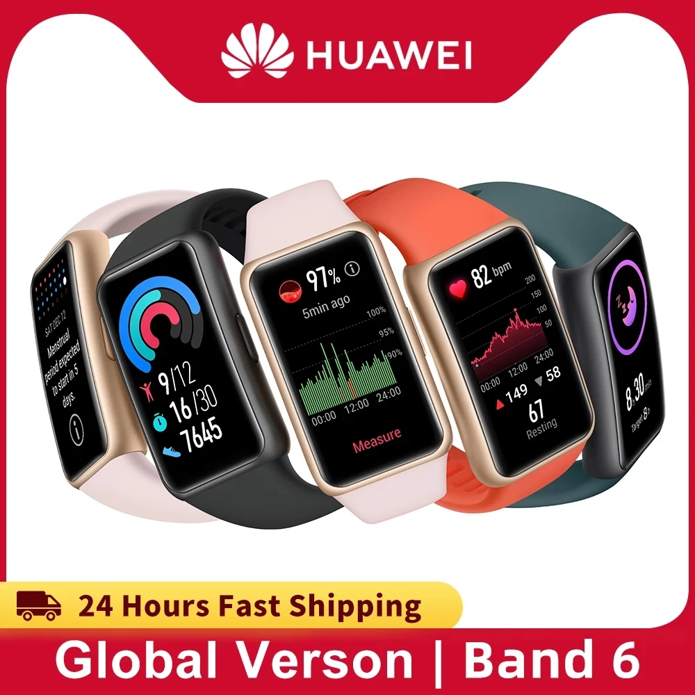 Умный фитнес-трекер Huawei Band 6 с функцией измерения пульса и уровня кислорода в