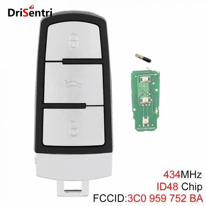

3 Buttons Keyless Uncut Flip Smart Remote Key Fob with ID48 Chip 3C0959752BA for VW / Passat B6 3C B7 Magotan CC 2006-2011