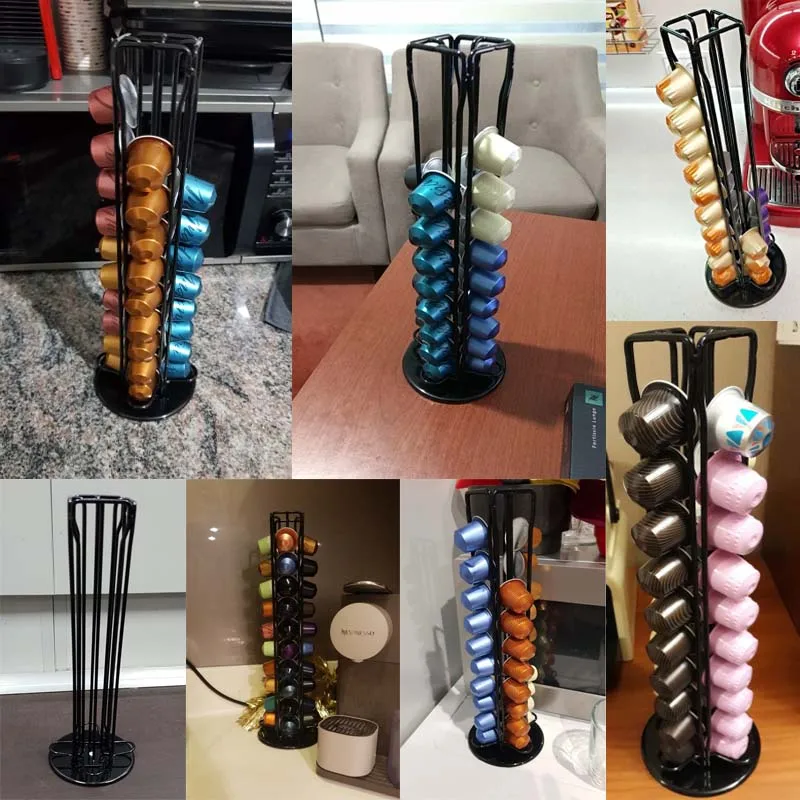  Practical Coffee Capsules Dispensing Tower Stand Fits For 40 Nespresso Capsules Storage Pod Holder 
