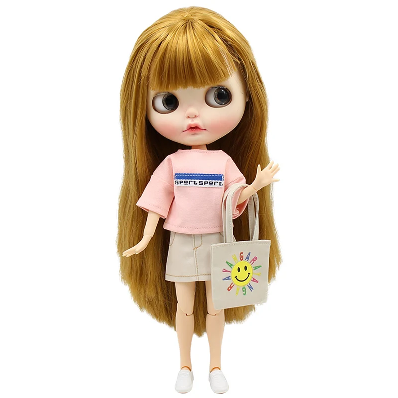 

Blyth Clothes Youth School Wear Uniform Crop Tops + Pants + Handbag Set 1/6 Doll Joint Azone Licca ICY Baby Doll Accessories