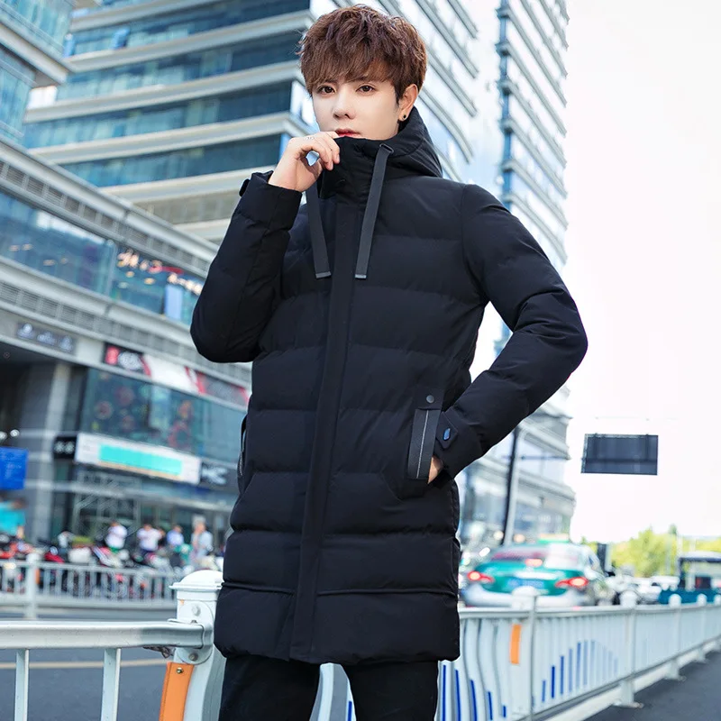 

ZYNNEVA Outdoor Sports Winter Thermal Jacket Men Hooded Solid Color Coats Plus Size Middle Long Section Hiking Clothing GK6119