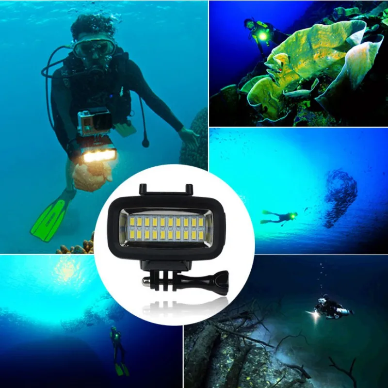 Для gopro led аксессуары 40 м водонепроницаемая лампа подводный gopro led свет видео вспышка заполняющий свет для SJCAM Xiaomi 700LM SL-100