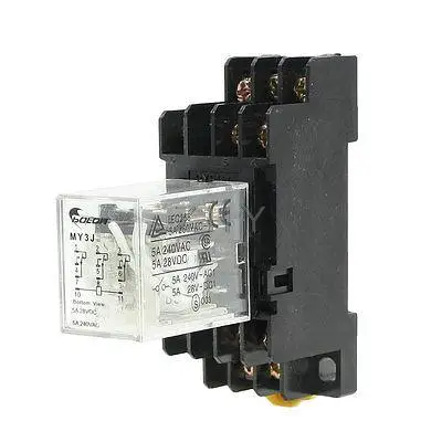 

35mm DIN Rail DC 6V Coil Power Relay 11-Pin 3PDT 5A 250VAC/28VDC w Socket