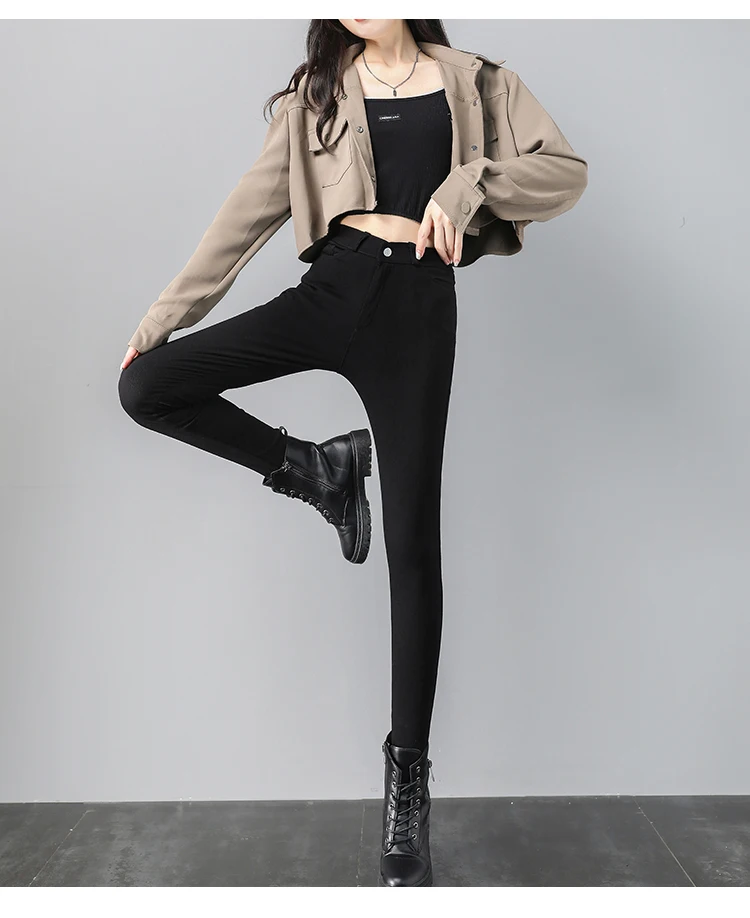 S-3XL High Waist Casual Pants Women Spring Autumn 2022 Elasticity Trousers Black Pencil Pants Retro Slim Bottoming Magic Pants honeycomb leggings