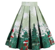 Floral Print Vintage Skirts Womens Plus Size High Waist Rockabilly Retro 50s Casual Ruffles Midi Skirts A-Line Women Party Skirt 