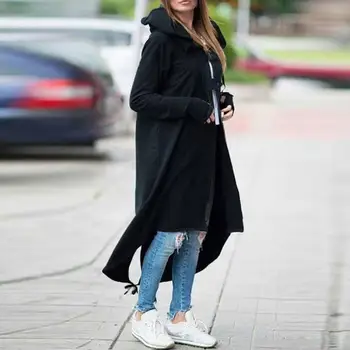 

Winter Long Sweatshirt Coat Women Casual Asymmetrical long sleeve zip button Jacket Hoodie Vintage Outerwear