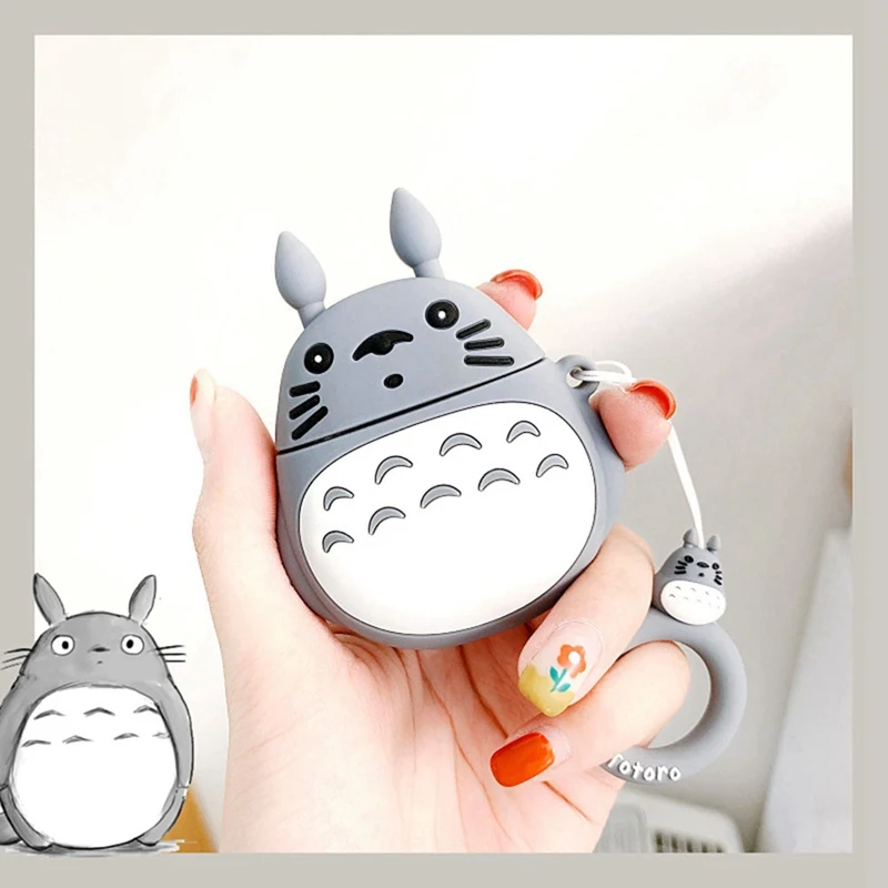 Чехол для AirPods с 3D милым мультипликационным принтом Kawaii Totoro чехол для наушников для Airpods 3/i10/i11/i12 TWS Защитная крышка с кольцом на палец