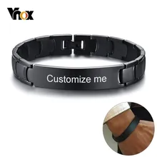 Vnox 12 мм пользовательские браслеты для мужчин черный нержавеющая сталь звено цепи браслет повседневное мужской Pulseira