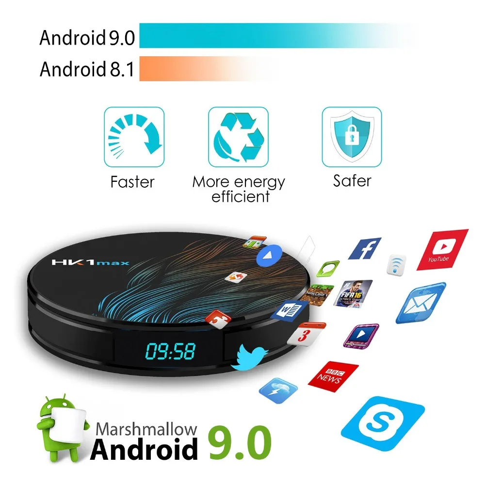 Smart Android 9,0 tv BOX HK1 Макс 4 Гб ОЗУ 128 Гб 64 ГБ 32 ГБ RK3318 4K 1080P H.265 BT4.0 Google Play store Netflix Android Box HK1MAX