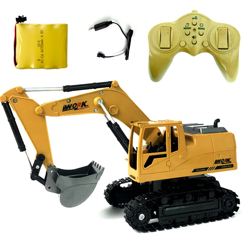 

2.4G Eight Alloy Excavator 1:24 Wireless Remote Control Excavator Children Rechargeable Remote Control Car Toy