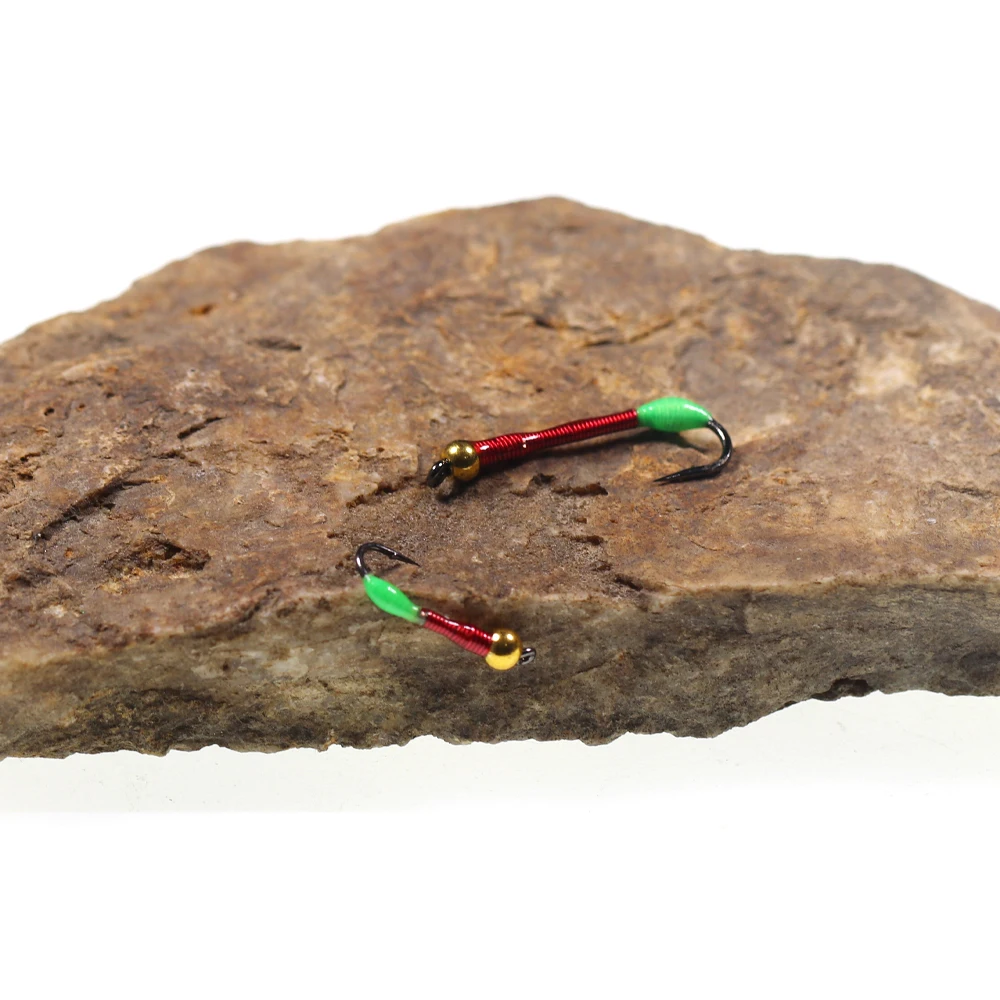 Jigeecarp 6pcs Brass Bead Buzzer Hand Made Red Wire Worm Lures For  Whitefish Walleye Fast Sinking Ice Fishing Nymph Trout Baits