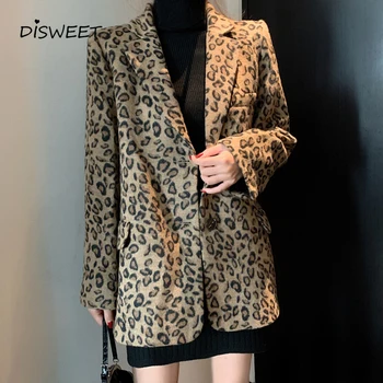 

Korean Leopard Print Blazer Ladies Fashion Suit Collar Long Sleeve Slim Suit Woman Simple Autumn Temperament Suit Women 2019