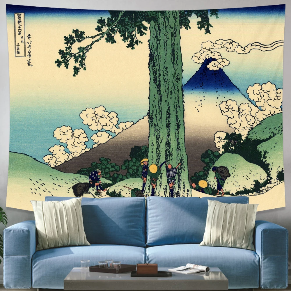 Tapestry Decor Aesthetic Room Decor Tapestry The Great Wave of Kanagawa Wall Hanging Household Japanese Kawaii Room Decor