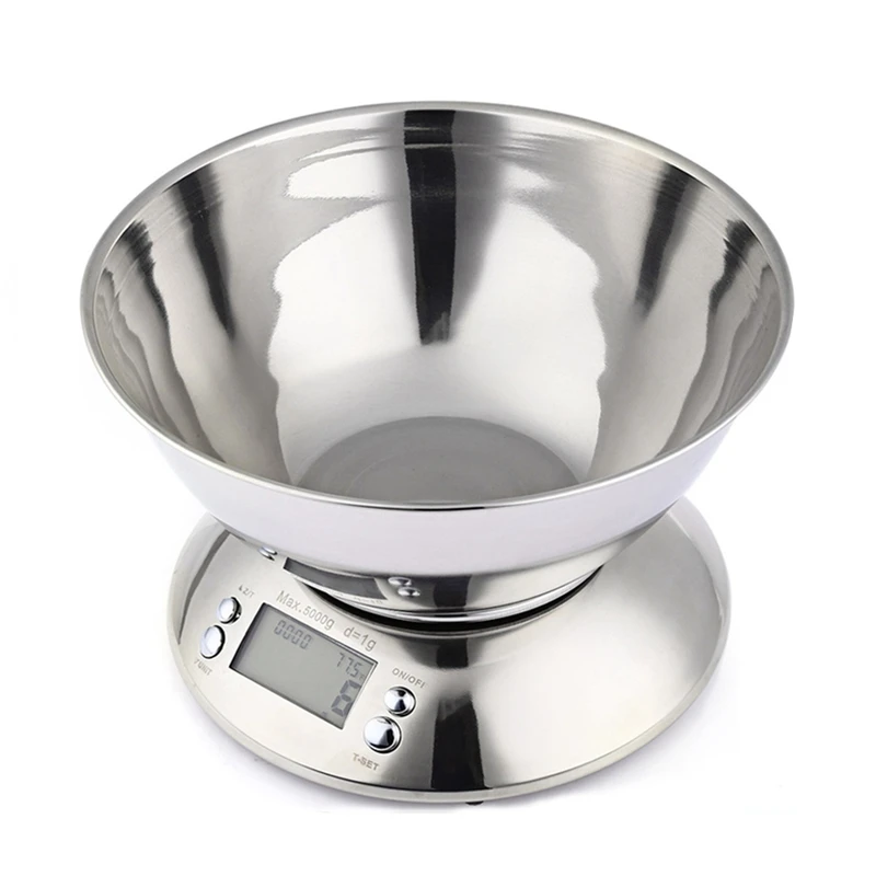 

Stainless Steel Kitchen Scale 5kg/1g Electronic Scale Kitchen Food Balance Cuisine Precision Digital Scale With Bowl Cook Tool