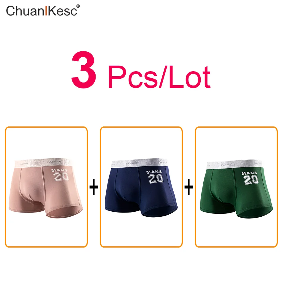 3 Pcs Pure Cotton Men's Boxers Personality Star Digital Underwear Fashion New Sexy Comfortable Basketball Running Sports Shorts