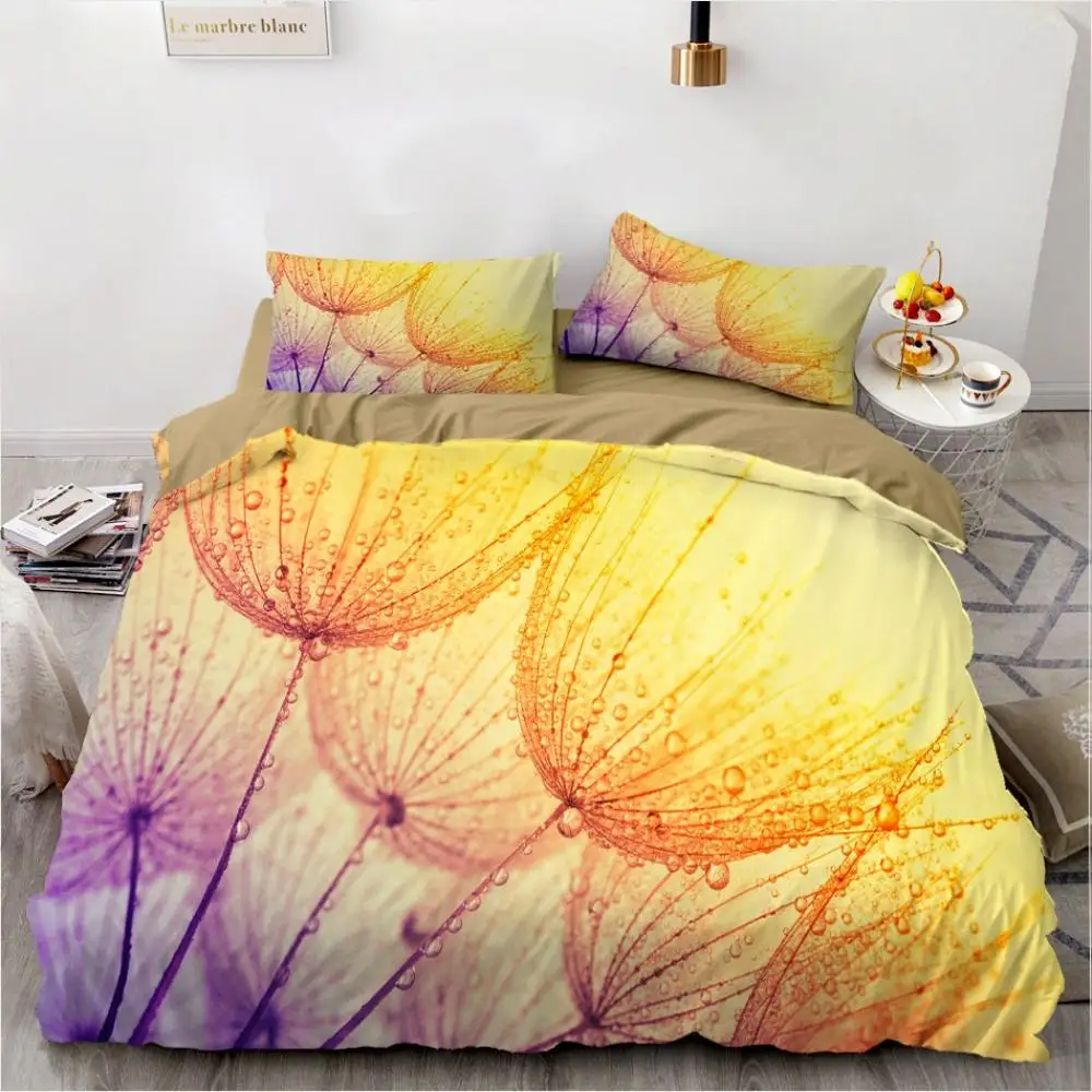 

Fashion 3D Dandelion Flower Pattern Bedding Set Home Decoration Duvet Cover Pillowcase Bed Covers King Double Queen Size
