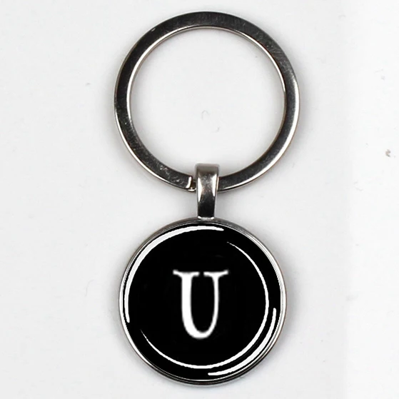 XKHLHJ 26 English alphabet keychain name first letter ABCD pendant  key chain car wallet handbag men and women jewelry gift 21