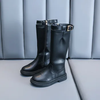 

Kids Girls Leather Fashion Boots 2020 Children Shoes Big Girls Black Boots with Zip Rubber Sole Teenager Girls Black Boots