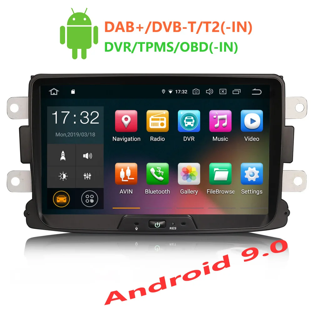 Erisin ES4829D 8 дюймовый автомобильный радиоприемник android 9 0 2G ram PX30 DAB OBD wifi 3g для Renault Dacia