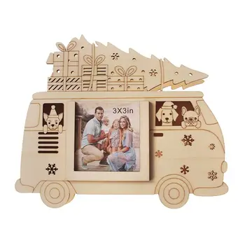 

Innovative Wooden Picture Photo Frame with Night Light Christmas Ornaments Art Tabletop Home Decoration