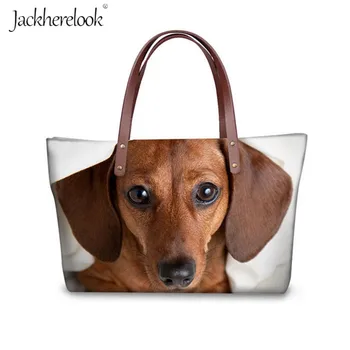 

Jackherelook 3D Dachshund Dog Printing Women Handbags Casual Totes Top-handle for Female Cute Pet Animal Pattern Waterproof Pack