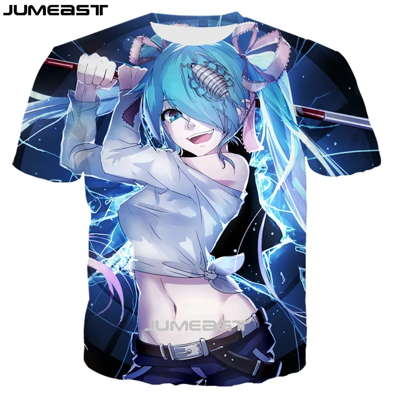 Бренд Jumeast, Мужская/женская футболка с 3D принтом, Аниме Vocaloid Hatsune Miku, короткий рукав, новинка, футболка, спортивный пуловер, летние топы, футболки