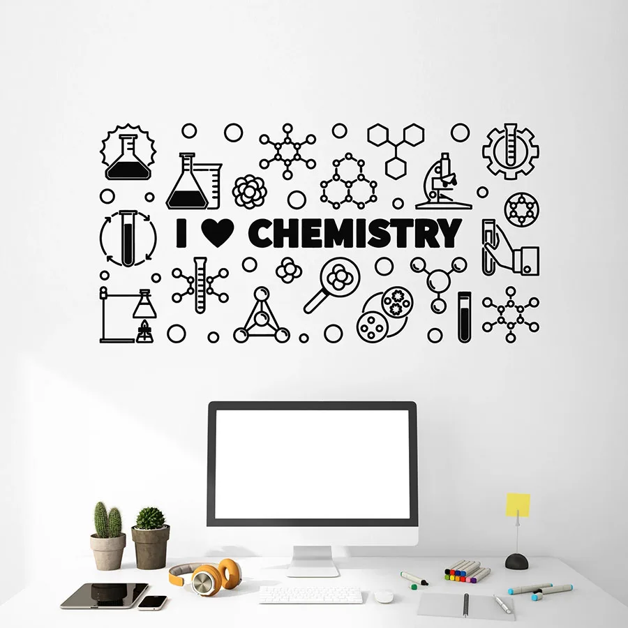 I Love chemical Настенная Наклейка с надписью Lab школа наука лаборатория студент