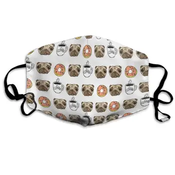 

Funny Dogs Pug Puppie Donut Coffee Pattern Dustproof Earloop Mouth Mask for Women Men, Pollen Painting Outdoor Half Face Mouth
