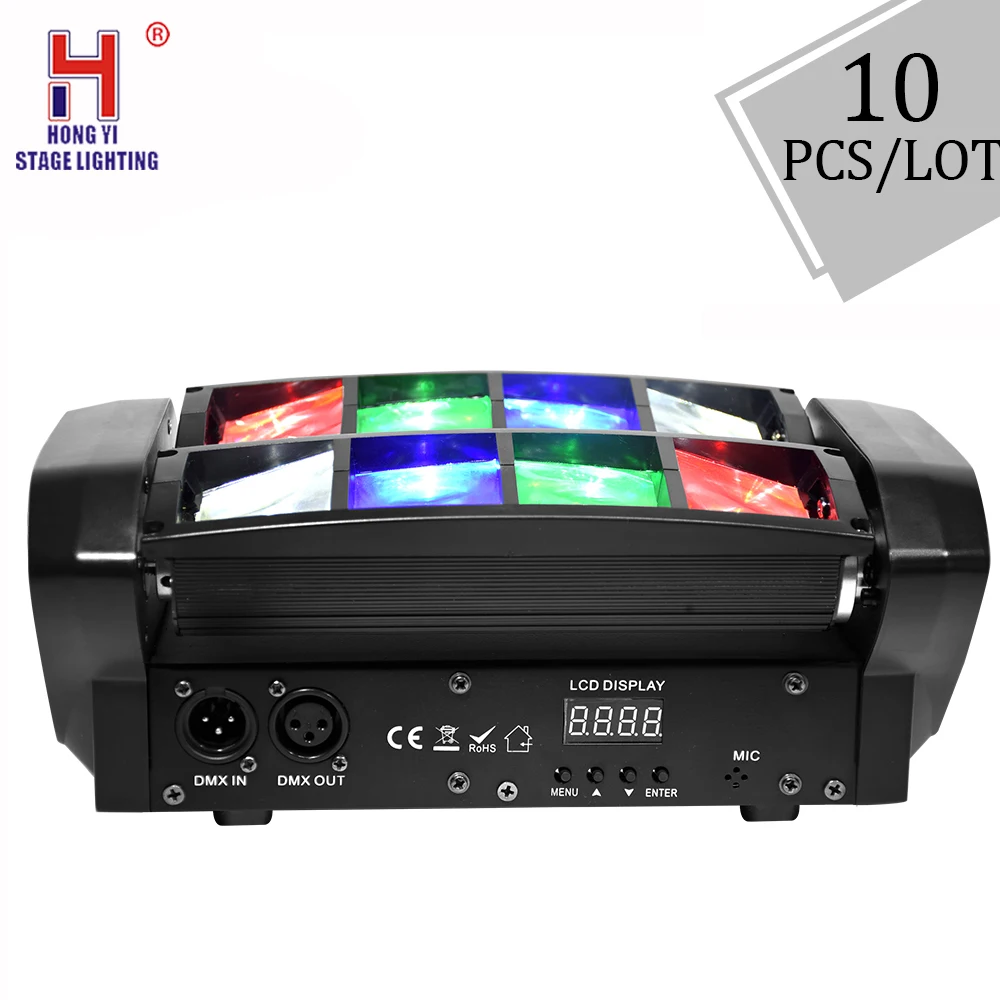 

Disco light DMX512 RGBW led stage lights moving head beam mini spider 8x6w party lights for dj Xmas Christmas 10pcs/lot