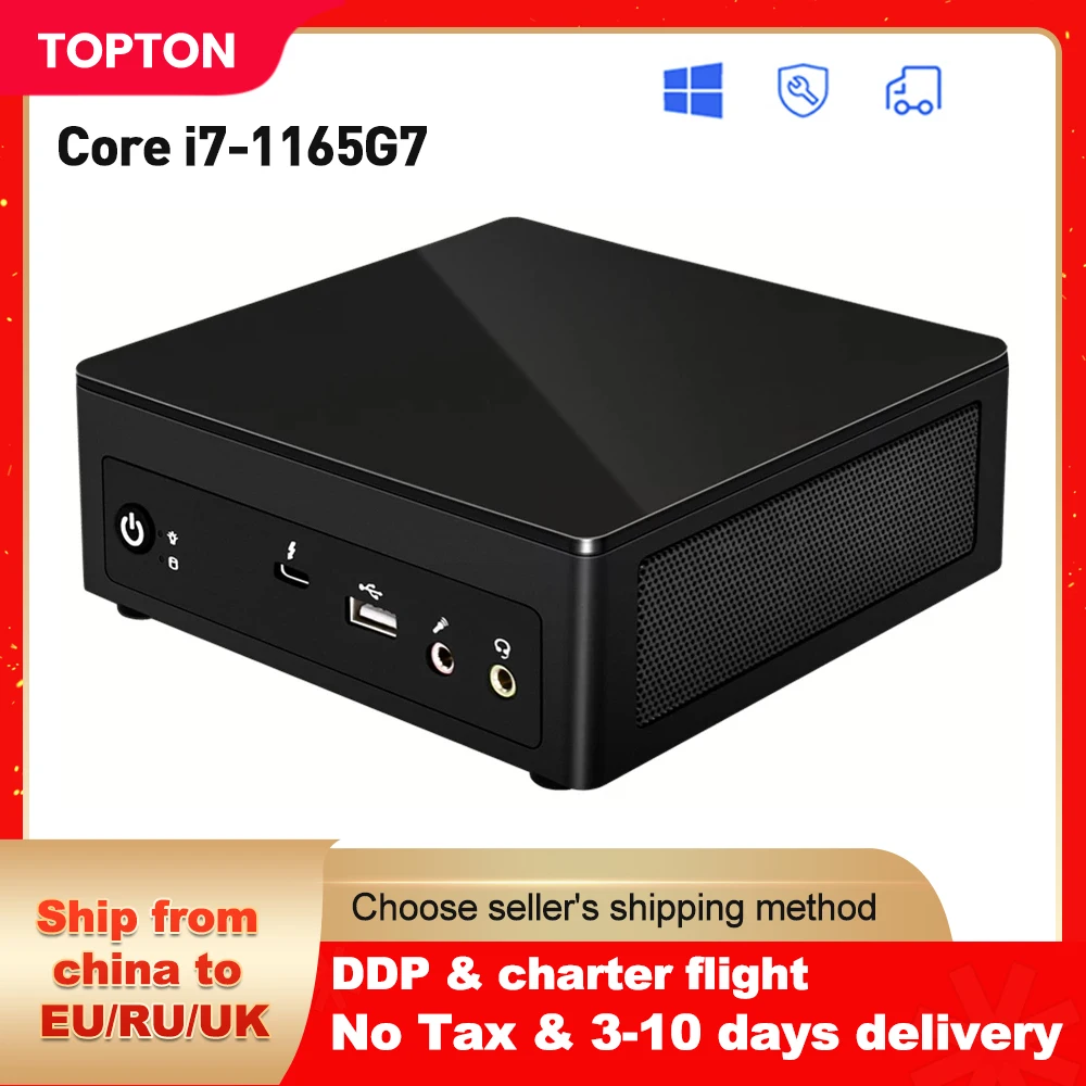 Topton NUC V400 Мини ПК i7 1165G7 i5 1135G7 i3 1115G4 Thunderbolt 4 Windows 11 2 * DDR4 NVMe SSD игровой компьютер HDMI DP 8K