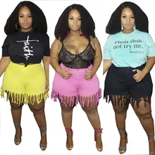 Adogirl/большие размеры; женские джинсовые шорты с кисточками и карманами сзади; обтягивающие уличные шорты; пикантные однотонные шорты на пуговицах