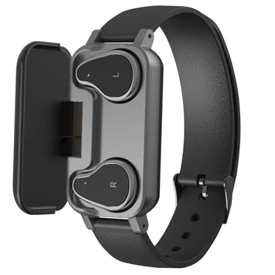 Умные Bluetooth наушники с функцией напоминания о звонках фитнес-браслет монитор сердечного ритма Смарт-браслет спортивные часы жизнь водонепроницаемый - Цвет: Черный