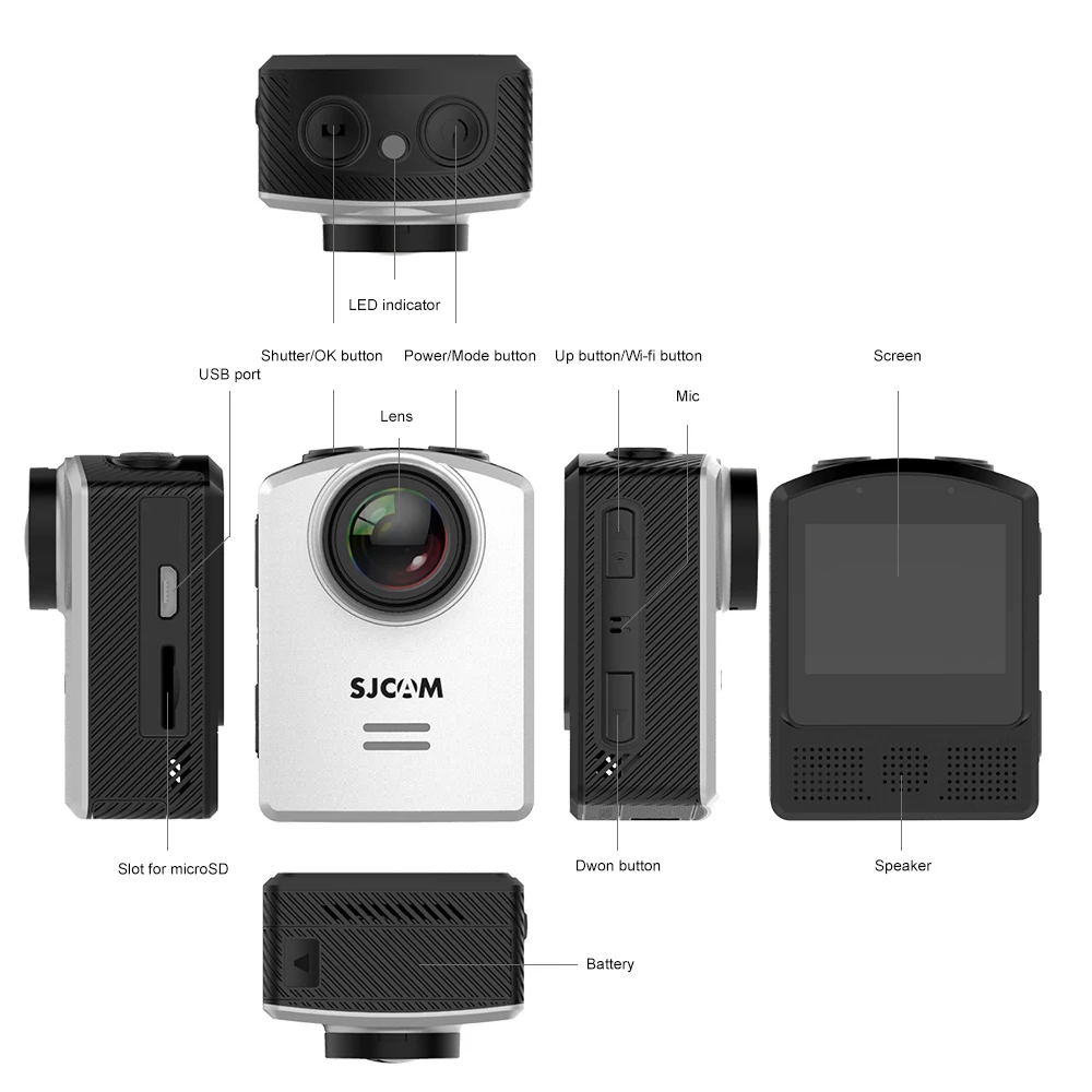 Оригинальная Экшн камера SJCAM M10 / M20 Air Full HD 1080P 170 градусов Водонепроницаемая мини