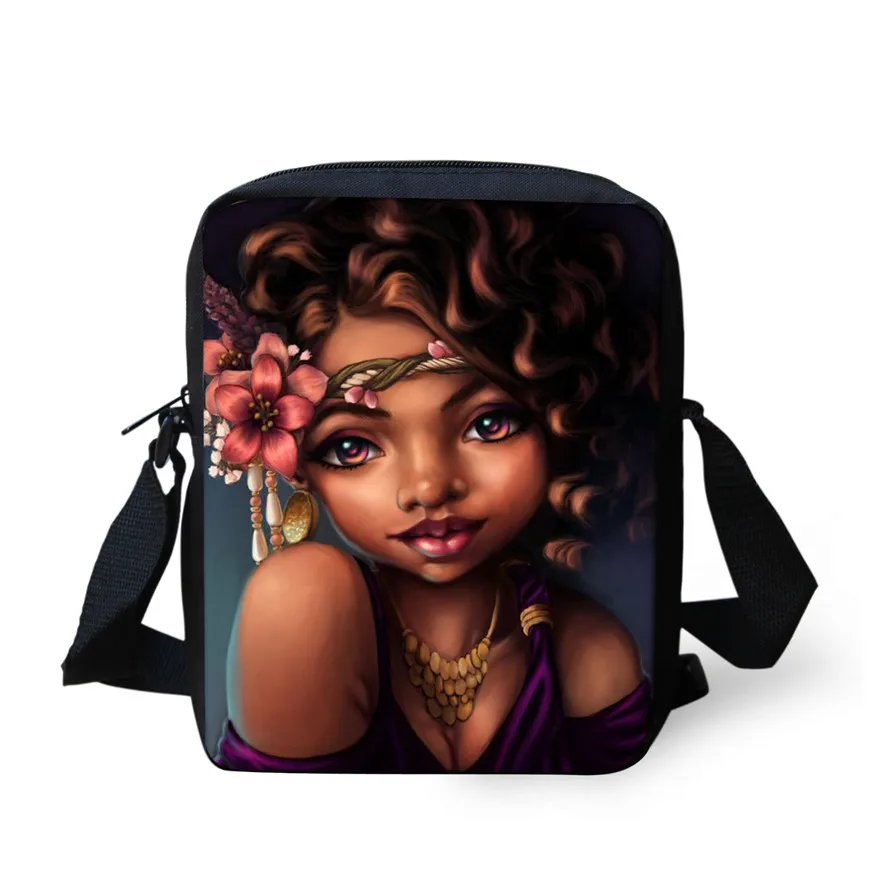 ELVISWORDS черная сумка-мессенджер для девочек в стиле афро, Маленькая мужская сумка через плечо для девочек, Студенческая мини-сумка на плечо, милые сумки - Цвет: YQ3425E