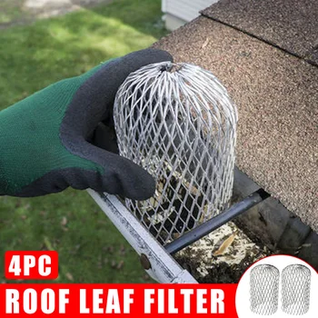 

Hot Durable 4Pcs Gutter Guard Downspouts Filter Strainer Preventing Leaf Debris Branches Roof Moss from Clogging the Pipes D6