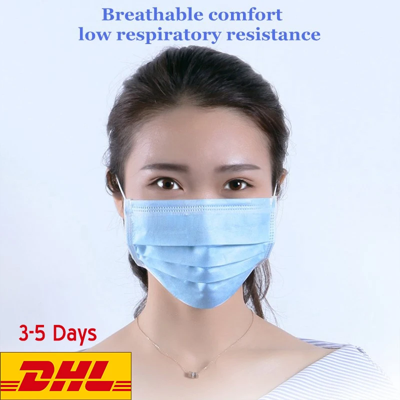 

Fast Delivery! 50Pcs 1 Disposable Mask Nonwove 3 Layer Ply Filter Mouth Face Mask Dust Mouth Masks