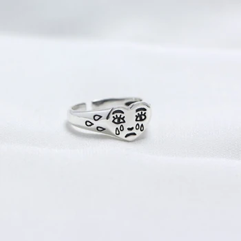 

Korean Fashion Crying Heart Ring For Women Girls Trendy Vintage Silver Color Open Adjustable Ring Special Personalized Jewelry