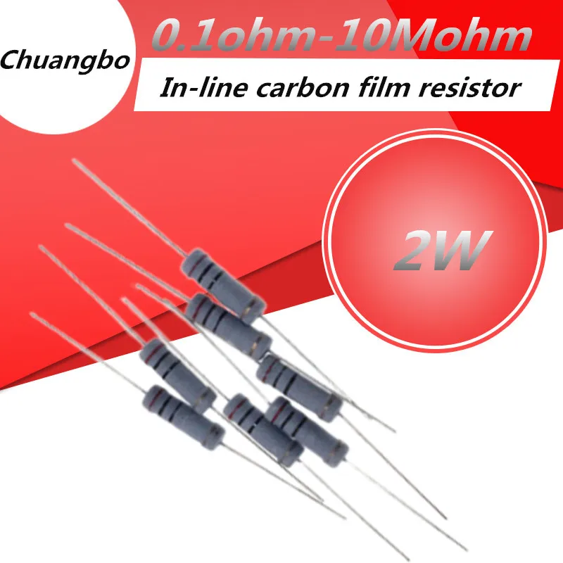 2W 5% Carbon Film Resistor 0.1R ~ 10M 1 2.4R 10R 20R 43R 51R 120R 220R 5100R 1K 4.7K 10K 51K 1 5.3 10 22 47 51 150 180 680 20pcs