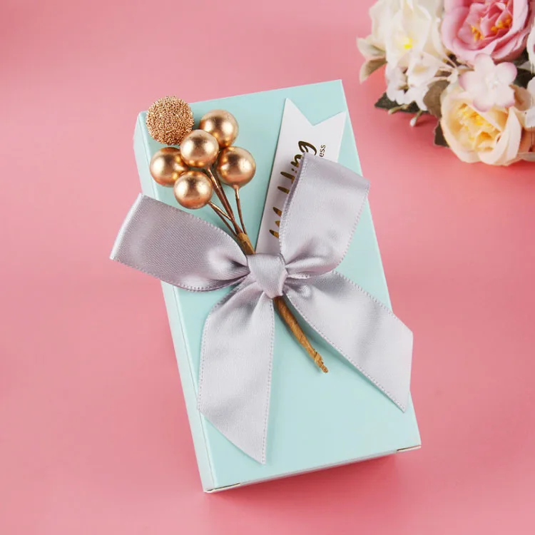 

10Pcs Mint green Pink Candy Paper Boxes Gift Box Gifts Bag with Golden bean Ribbons Wedding Favors Birthday Party Decorations